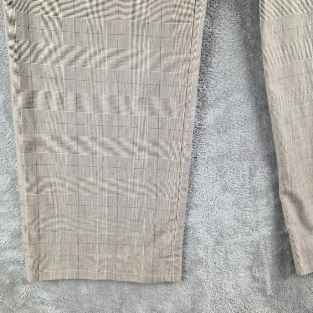 Banana Republic Dress Pants Men 36x30 (fits 34x28) Beige Plaid 100% Cotton Flat